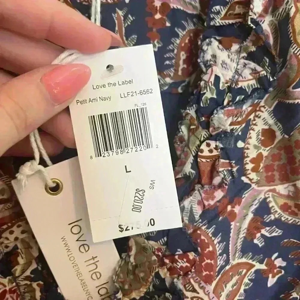 NWT Love the Label 3/4 Sleeve Patterned Mini Dress - Picture 4 of 12